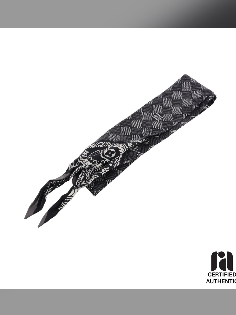 Auth Vuitton Checker & Bandana Pattern Men's Headband Twilly